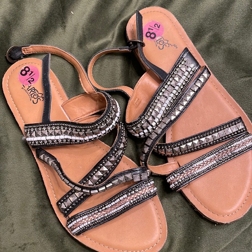 Silver and Black Studded Sandals